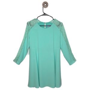 CeCe Aqua Long Sleeve Lace Dress Size 8
